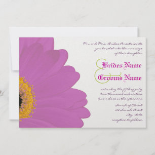 Limoen & Fuchsia Gerber Daisy Wedding Invitation Kaart