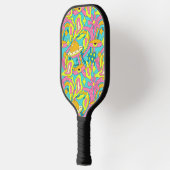 Limoen Geel Roze Retro 70s Psychedelic Trippy Pickleball Paddle (Links)
