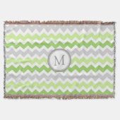 Limoen Gray Chevron Pattern Monogram Throw Blanket Deken (Voorkant)