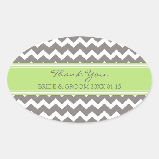Limoen Grey Chevron Dank u bruiloft gunst Labels (Voorkant)