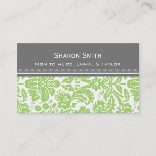 Limoen Grey Damask Calling Cards Contactkaartje (Voorkant)