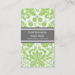 Limoen Grey Damask Floral Visitekaartjes