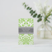Limoen Grey Damask Floral Visitekaartjes (Staand voorkant)
