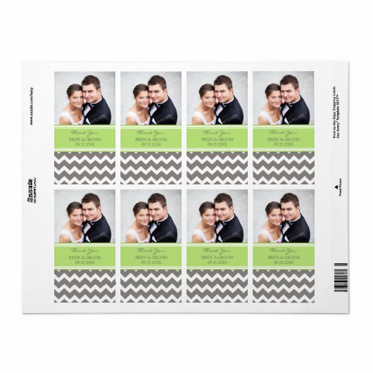 Limoen grijs chevron foto bruiloft labels (Full Sheet)