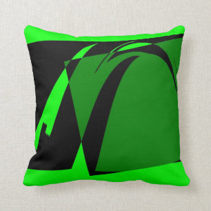 Limoen Groen Zwart Retro Abstracte Art Deco Kussen