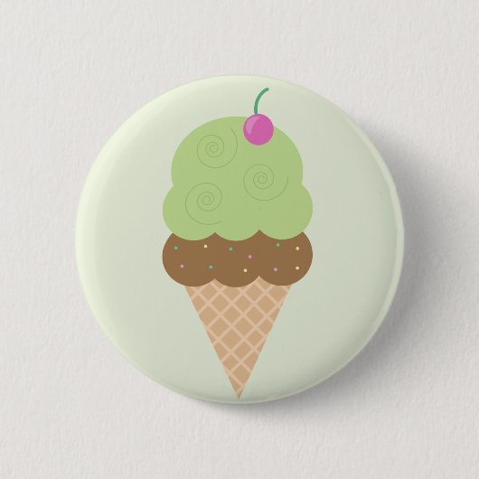 Limoen Ice Cream Cone Ronde Button 5,7 Cm (Voorkant)
