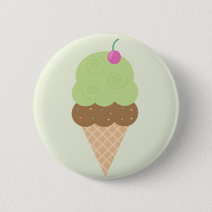 Limoen Ice Cream Cone Ronde Button 5,7 Cm