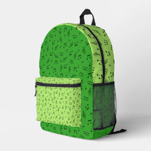 LIMOEN & KELLY GREEN MET KLEINE ZWARTE MUZIEKNOTEN BEDRUKTE RUGZAK