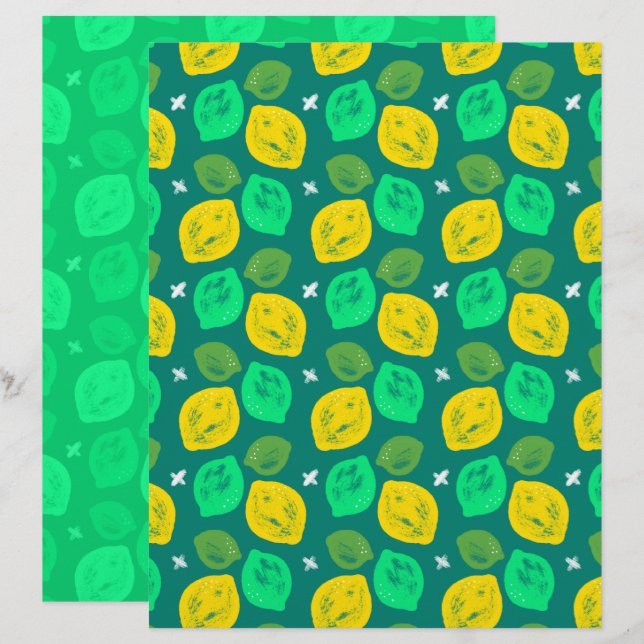 Limoen Lime Scrapbook Papier (Voorkant / Achterkant)