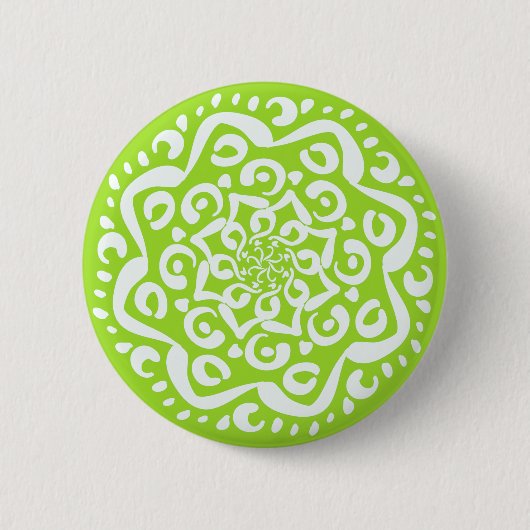Limoen Mandala Ronde Button 5,7 Cm (Voorkant)
