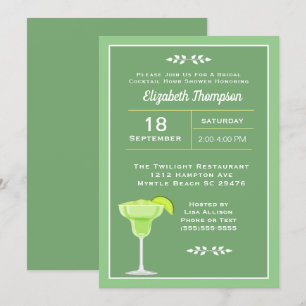 Limoen Margarita Bridal Cocktail Shower Uitnodigin Kaart