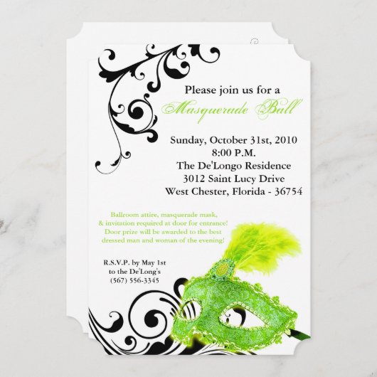 Limoen Masquerade Ball Mask Costume Halloween Part Kaart (Voorkant / Achterkant)