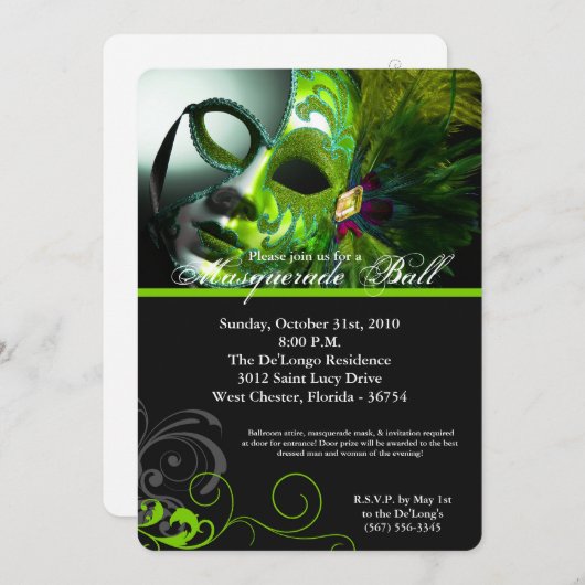 Limoen Masquerade Ball Mask Costume Halloween Part Kaart (Voorkant / Achterkant)