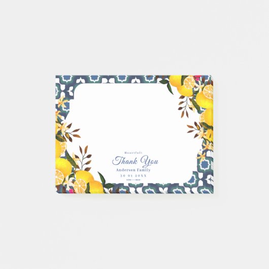 Limoen Mediterraanse Tegels Navy Post-it® Notes (Voorkant)