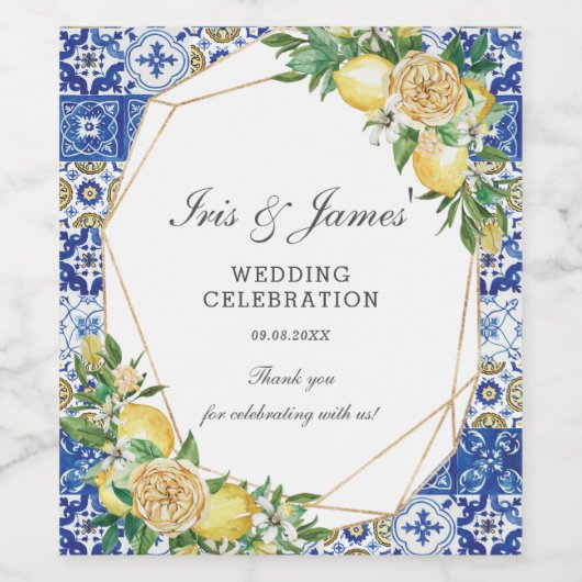 Limoen Meditterane verjaardag bruiloft baby shower Wijn Etiket (Enkel label)