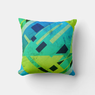 Limoen Mint Groen Blauw Navy Slanted Abstracte Kun Kussen
