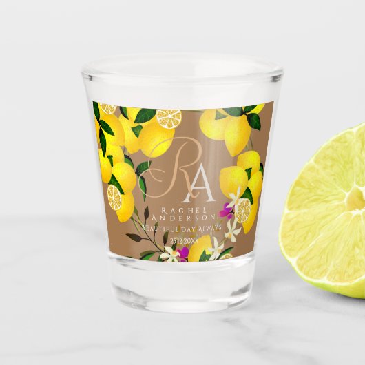 Limoen Monogram Bruin  Shot Glas (Voorkant)