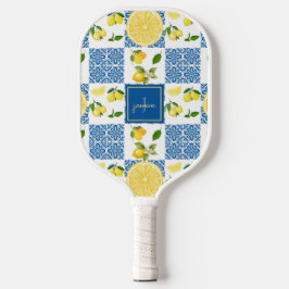 Limoen Monogramnaam Frans Land Tegelpatroon Pickleball Paddle