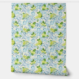 Limoen, munt en ijsblokjes behang