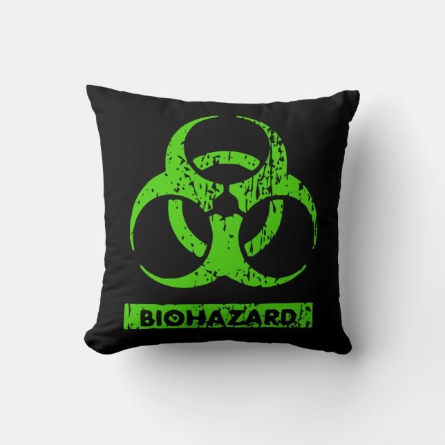Limoen Neon Green Bio-Hazard Chemicals Graphic Kussen (Voorkant)