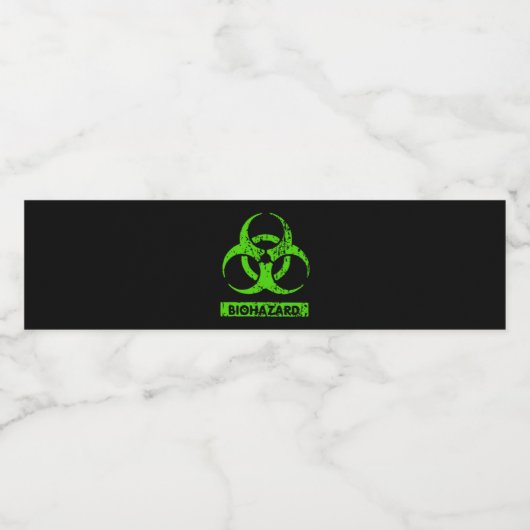 Limoen Neon Green Bio-Hazard Chemicals Graphic Waterfles Etiket (Enkel label)