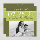 Limoen Olive Green Wedding Foto Save the Date (Voorkant / Achterkant)