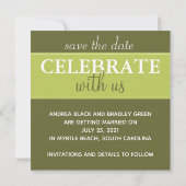 Limoen Olive Green Wedding Foto Save the Date (Achterkant)
