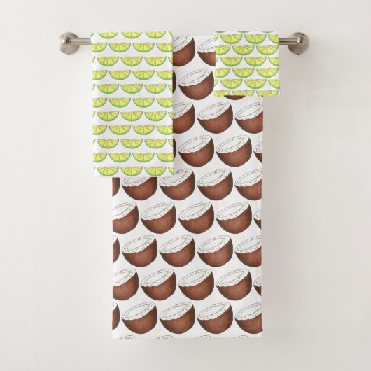 Limoen op het Coconut Tropical Island Fruit Green Bad Handdoek (Insitu)