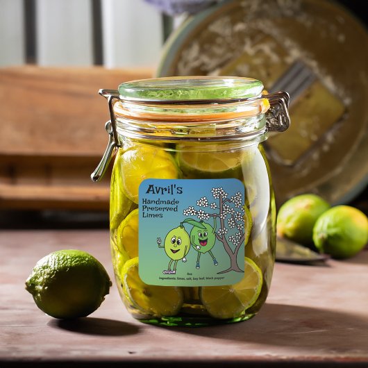 Limoen Pals Funny Cartoon bewaart wrongel en meer Vierkante Sticker