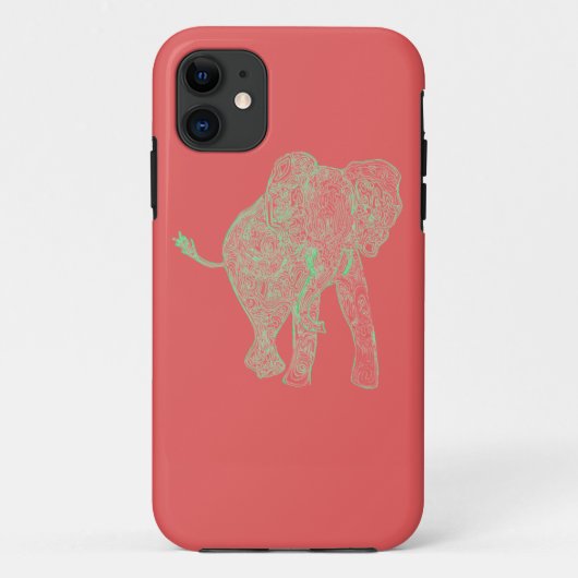 Limoen/Peach Elephant iPhone 5 Hoesje (Achterkant)