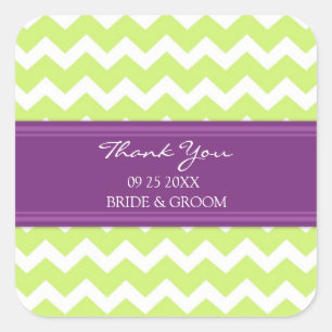 Limoen Plum Chevron Dank u bruiloft gunst Labels