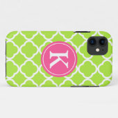 Limoen Quatrefoil Roze Monogram Case-Mate iPhone Case (Achterkant (horizontaal))