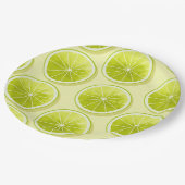Limoen Segmenten op lichtgeel Papieren Bordje (Gekanteld)