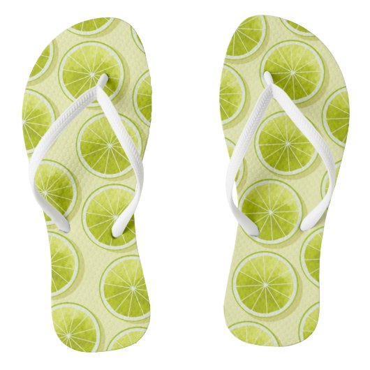 Limoen Segmenten op lichtgeel Teenslippers (Voetbed)