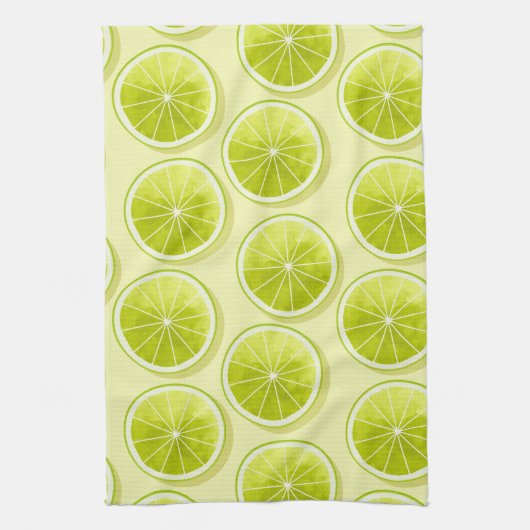 Limoen Segmenten op lichtgeel Theedoek (Verticaal)