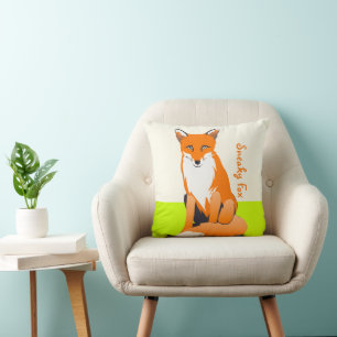 Limoen Sneaky als een Fox Fox Pillow Kussen