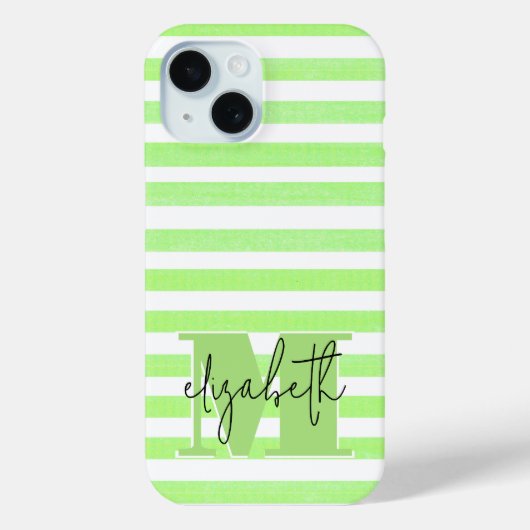 Limoen-streep monogram Case-Mate iPhone case (Achterkant)