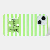 Limoen-streep monogram Case-Mate iPhone case (Achterkant (horizontaal))