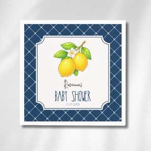 Limoen Strik Navy Blauwe Diamant Baby Shower Servet