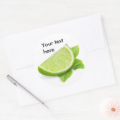 Limoen stuk en muntblad ronde sticker (Envelop)