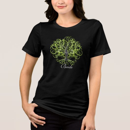 Limoen Swirl Tree Roots of Love Wedding Tri-Blend Shirt (Voorkant)