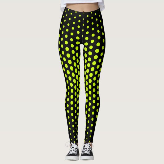 Limoen Techno Dot Pattern Leggings (Voorkant)