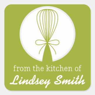 Limoen Whisk Silhouet Keukenlabels Vierkante Sticker