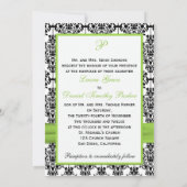Limoen, White, Black Damask Photo Wedding Invite Kaart (Achterkant)