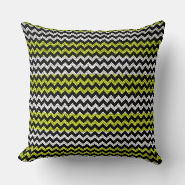 Limoen White Chevron Stripes Pattern Kussen (Voorkant)