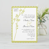 Limoen Wild Flower Branch Wedding Invitation Kaart (Staand voorkant)
