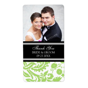 Limoen Zwart Damask foto trouwlabels Etiket