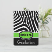 Limoen, zwart, wit zebra Print Afstuderen uitnodig Kaart (Staand voorkant)