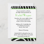 Limoen, zwart, wit zebra Print Afstuderen uitnodig Kaart (Achterkant)