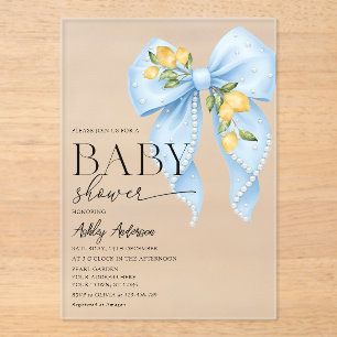Limoenboog Parel Baby Shower Acryl Uitnodigingen